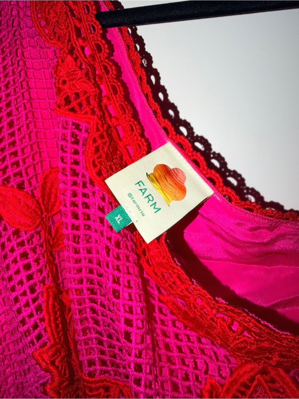 FARM Rio Guipuire Lace One-Shoulder
Maxi Dress Red and Fushia - Picture 7 of 11